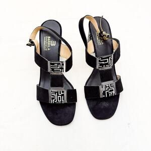 Barilla Boutique Roma Patterned Heel Open Sandal Size 39.5 Italy